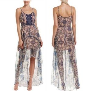 NEW FoxieDox Anthropologie High-Low Maxi Dress Size Medium Sheer Mini